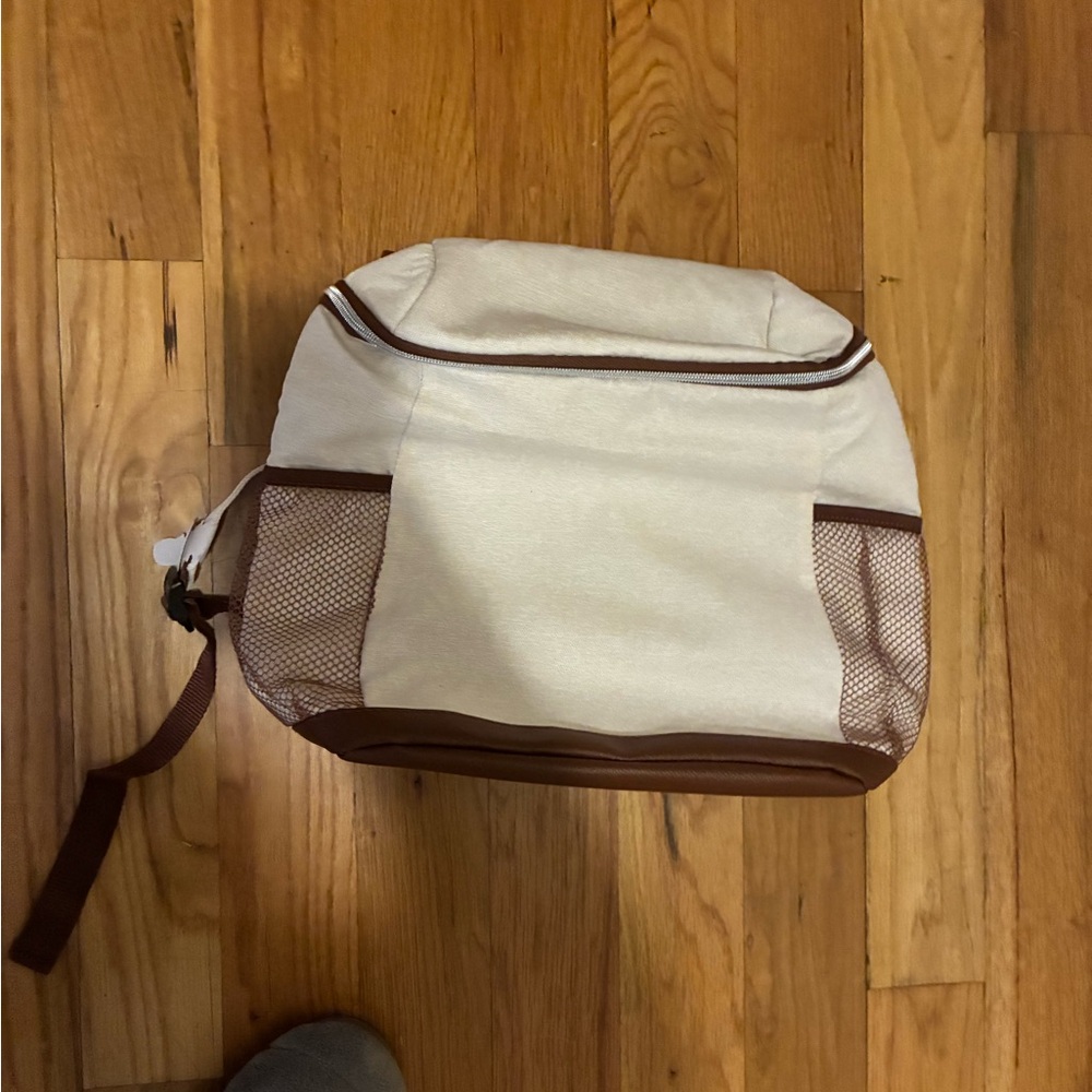 Stylish Cream and Brown insulated cooler backpack from DSW
